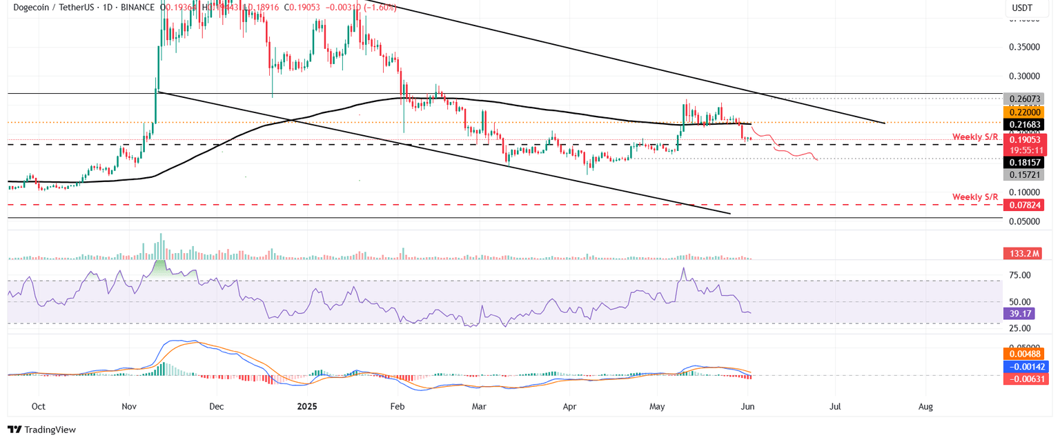 DOGE/USDT daily chart