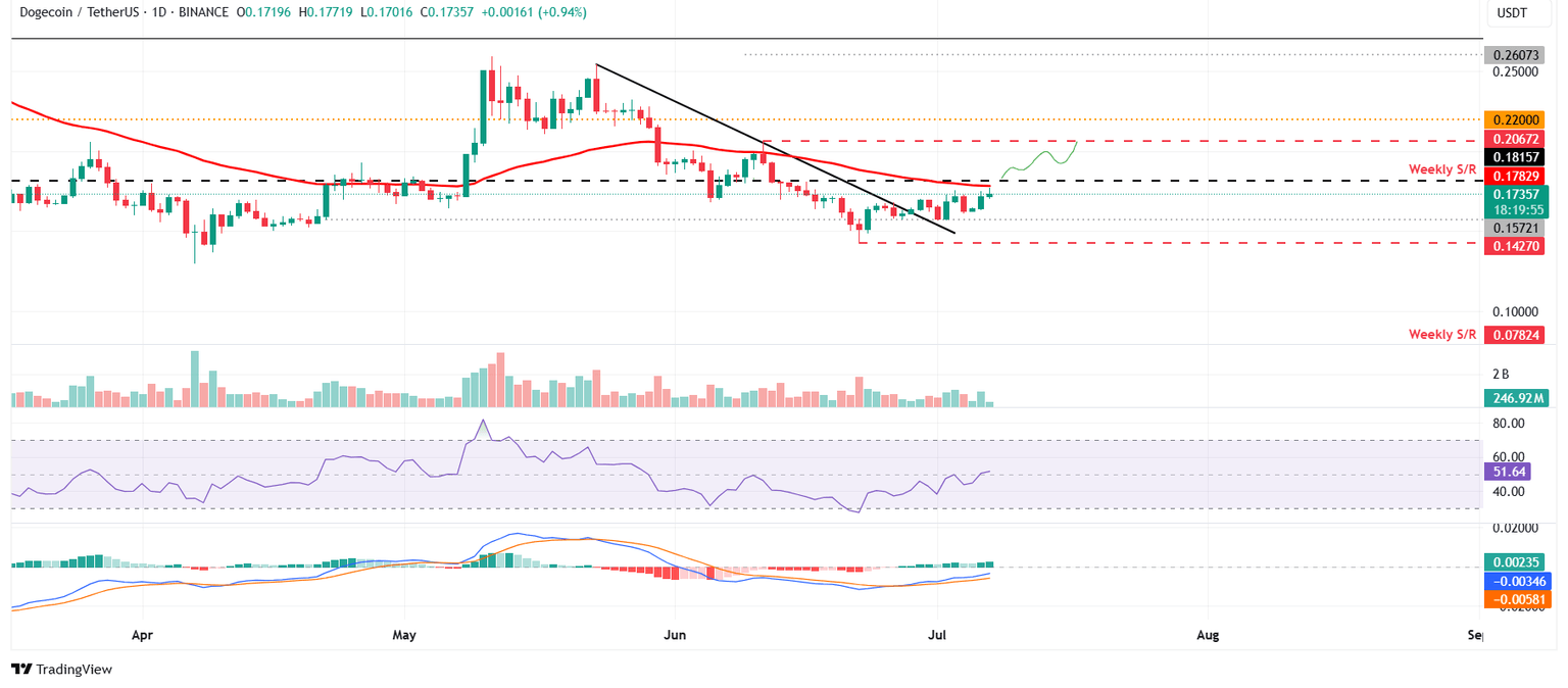DOGE/USDT daily chart