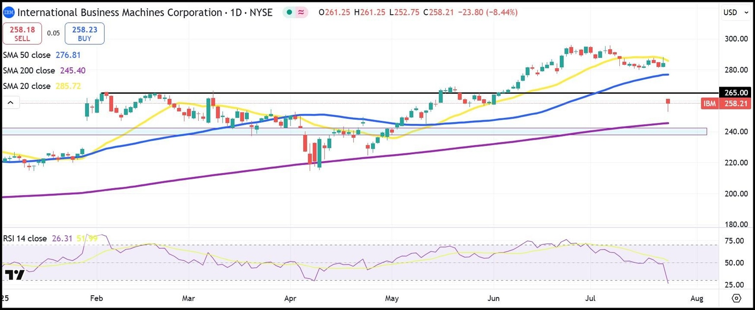 IBM daily stock chart