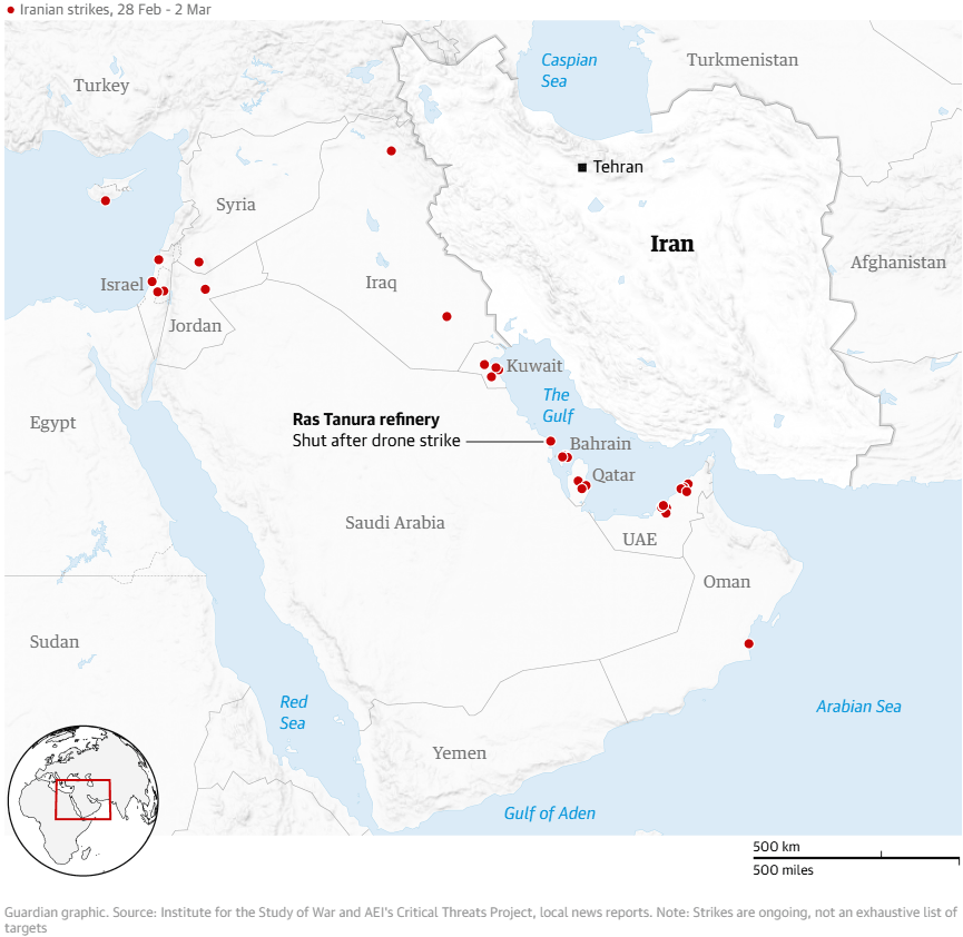 Iranian strikes on the Strait of Hormuz