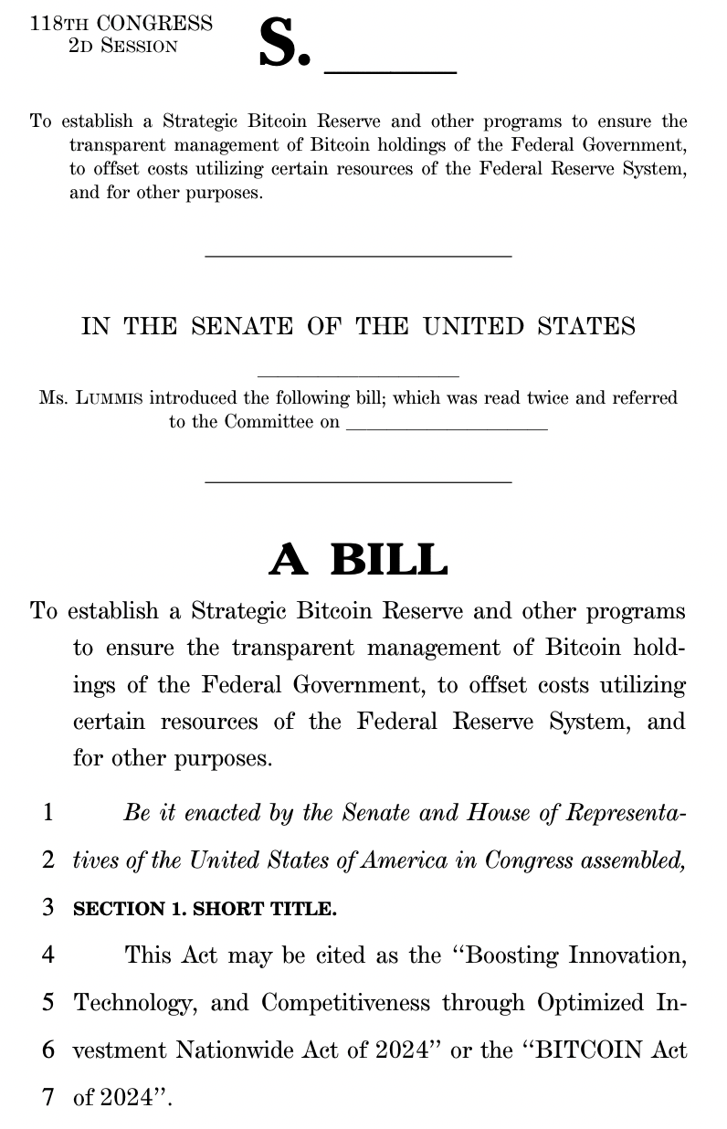Bitcoin reserve bill