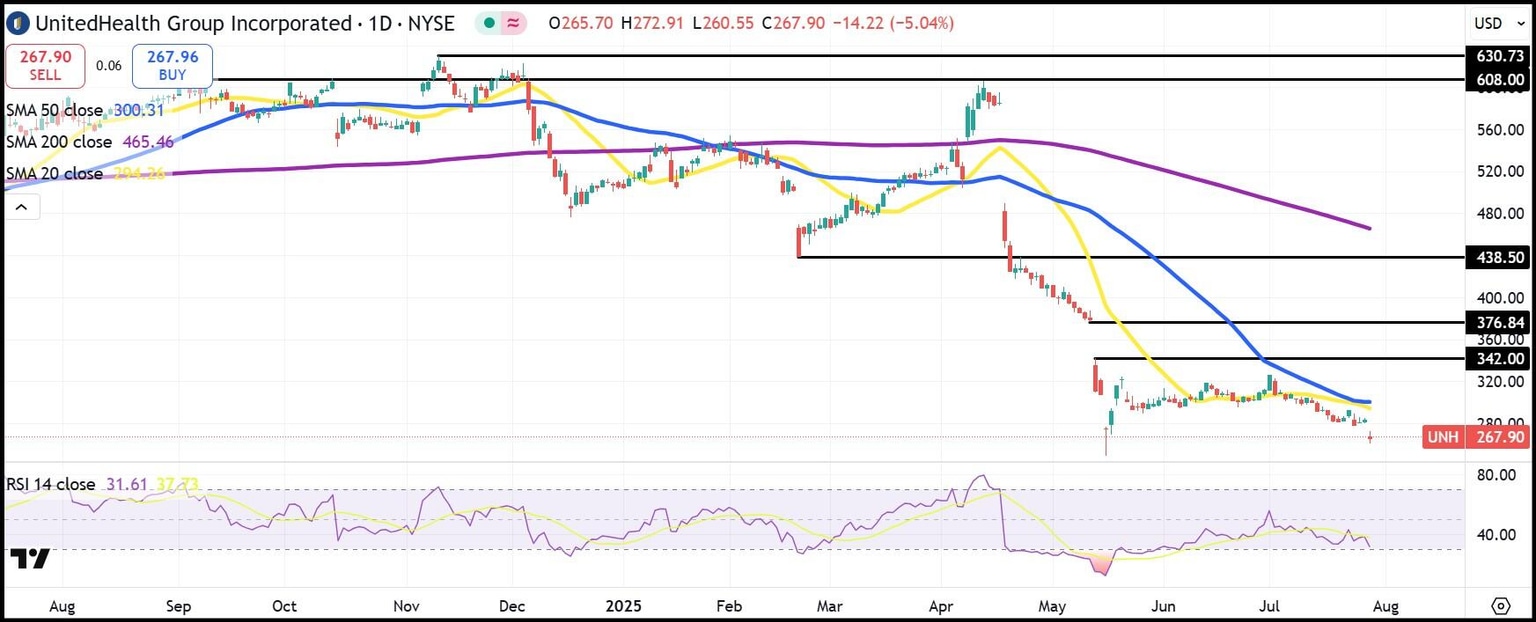 UNH daily stock chart
