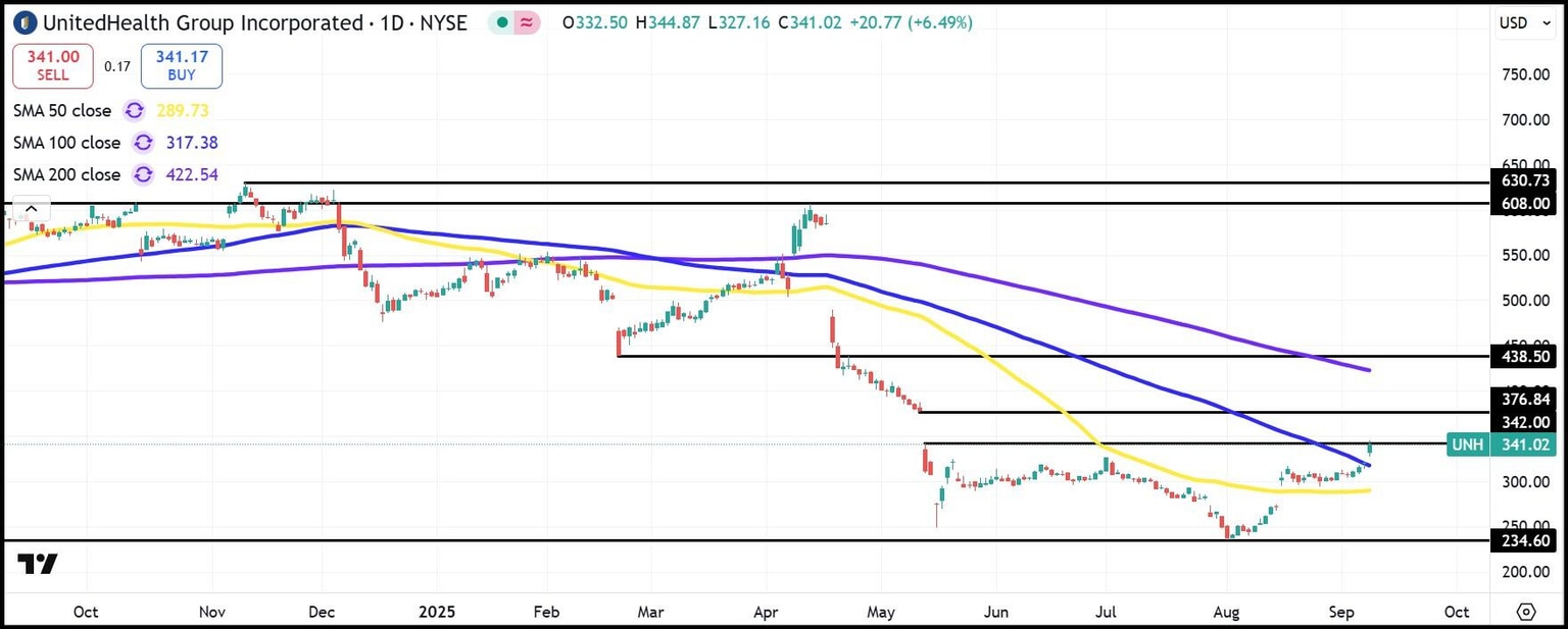UNH daily stock chart