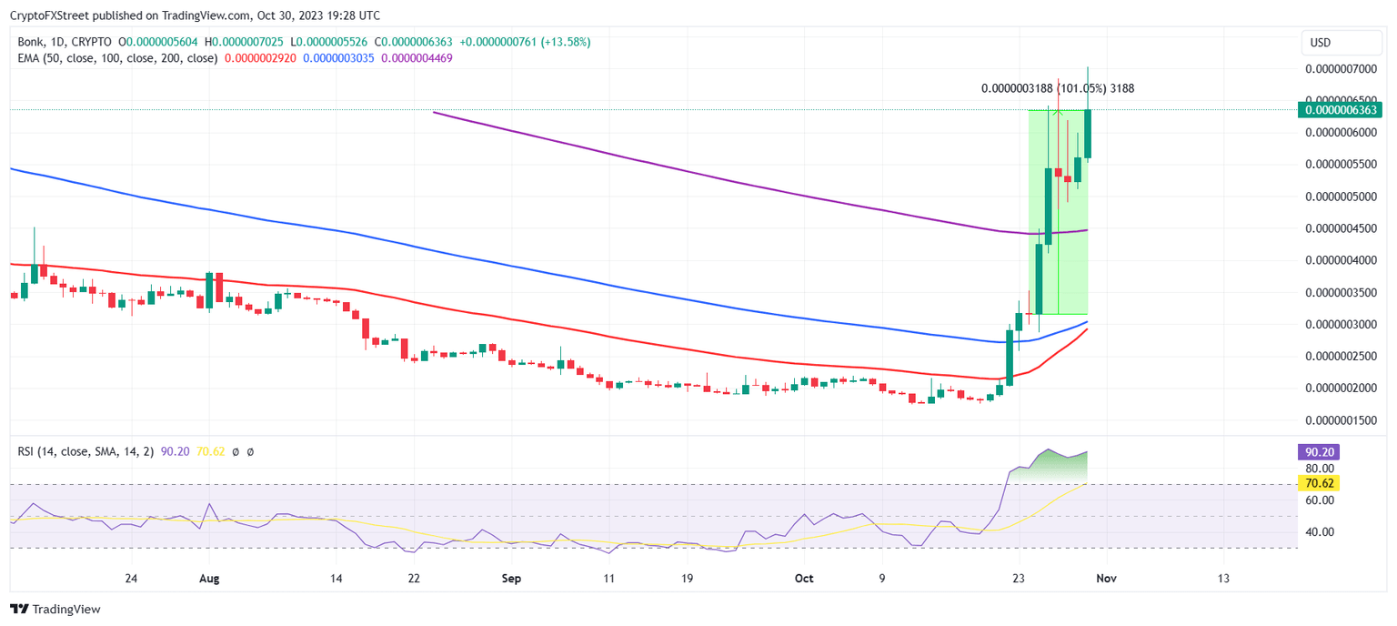 BONK/USD 1-day chart