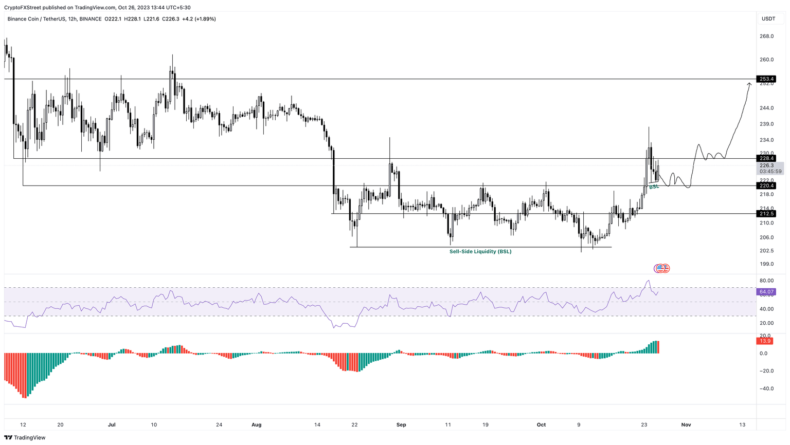 BNB/USDT 1-day chart