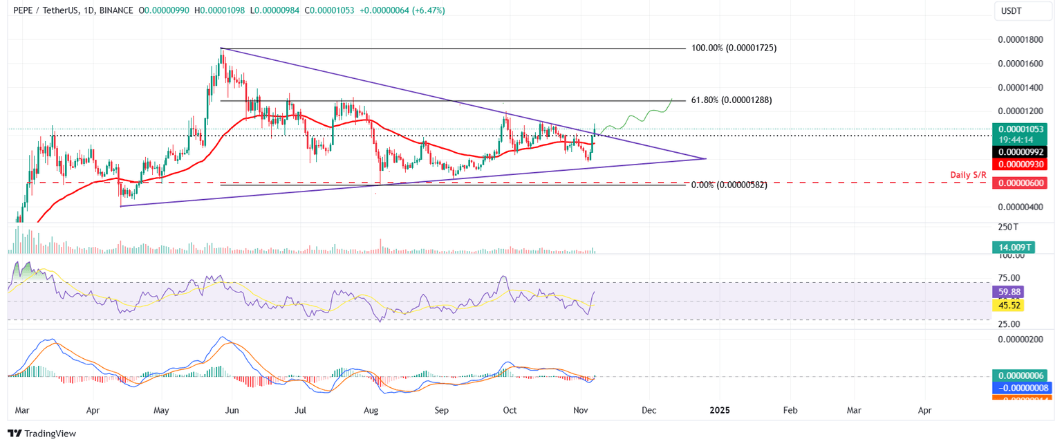 PEPE/USDT daily chart
