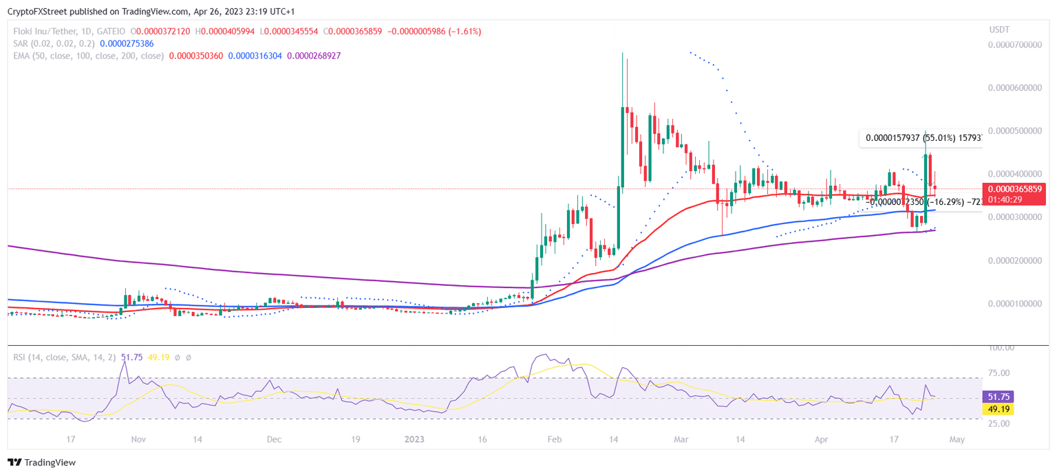 FLOKI/USD 1-day chart