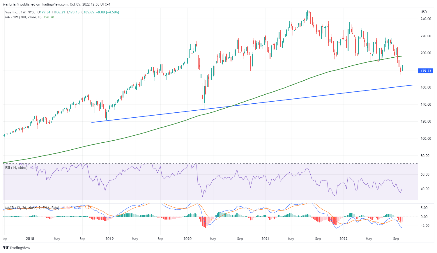 Visa stock daily chart draws key support levels