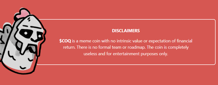 Coq Inu disclaimer