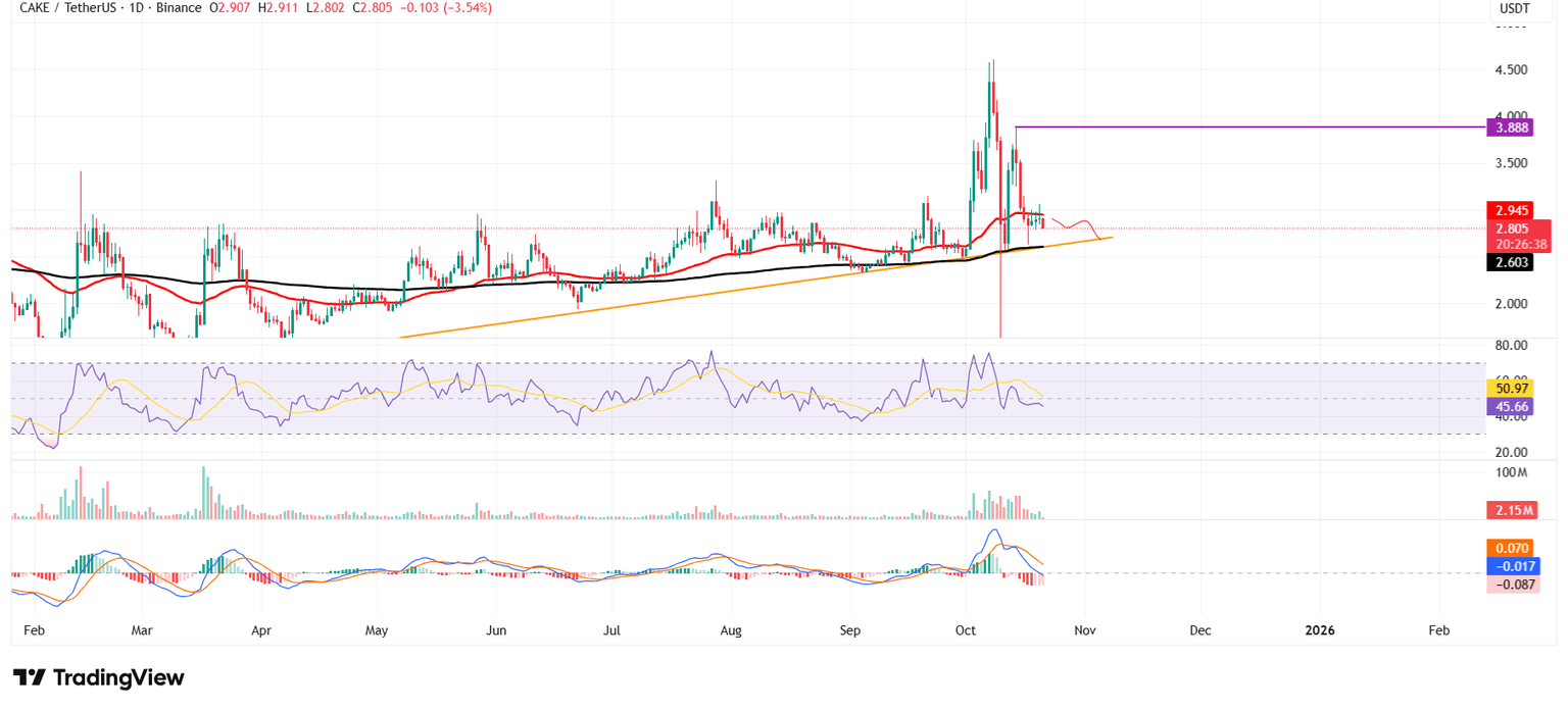 CAKE/USDT daily chart