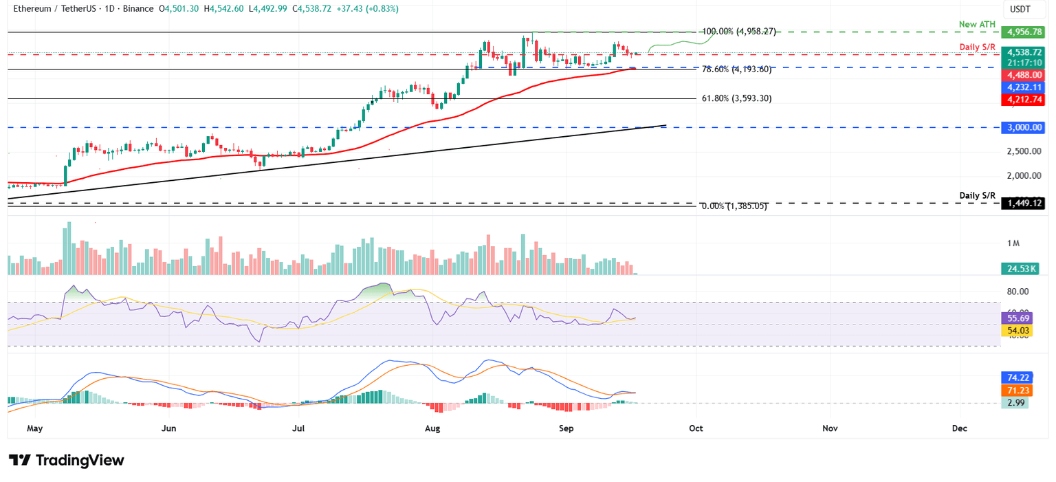 ETH/USDT daily chart