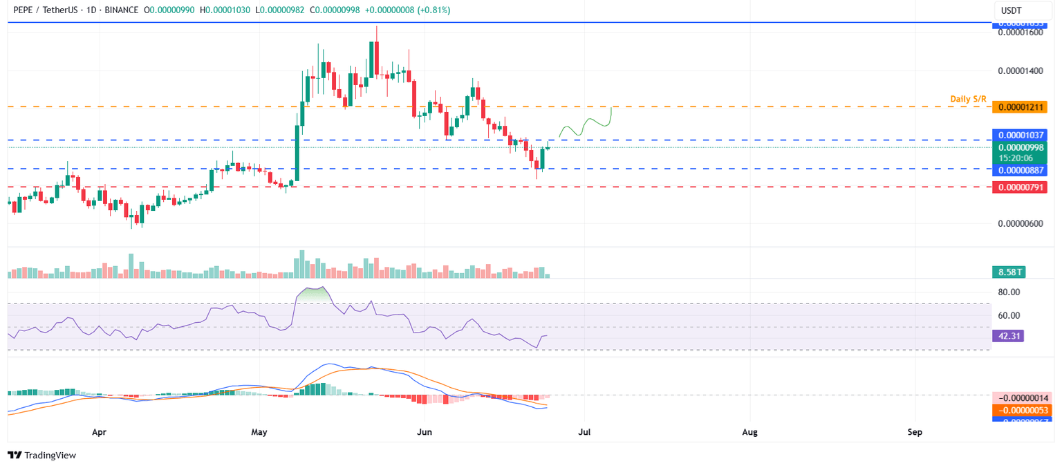 PEPE/USDT daily chart