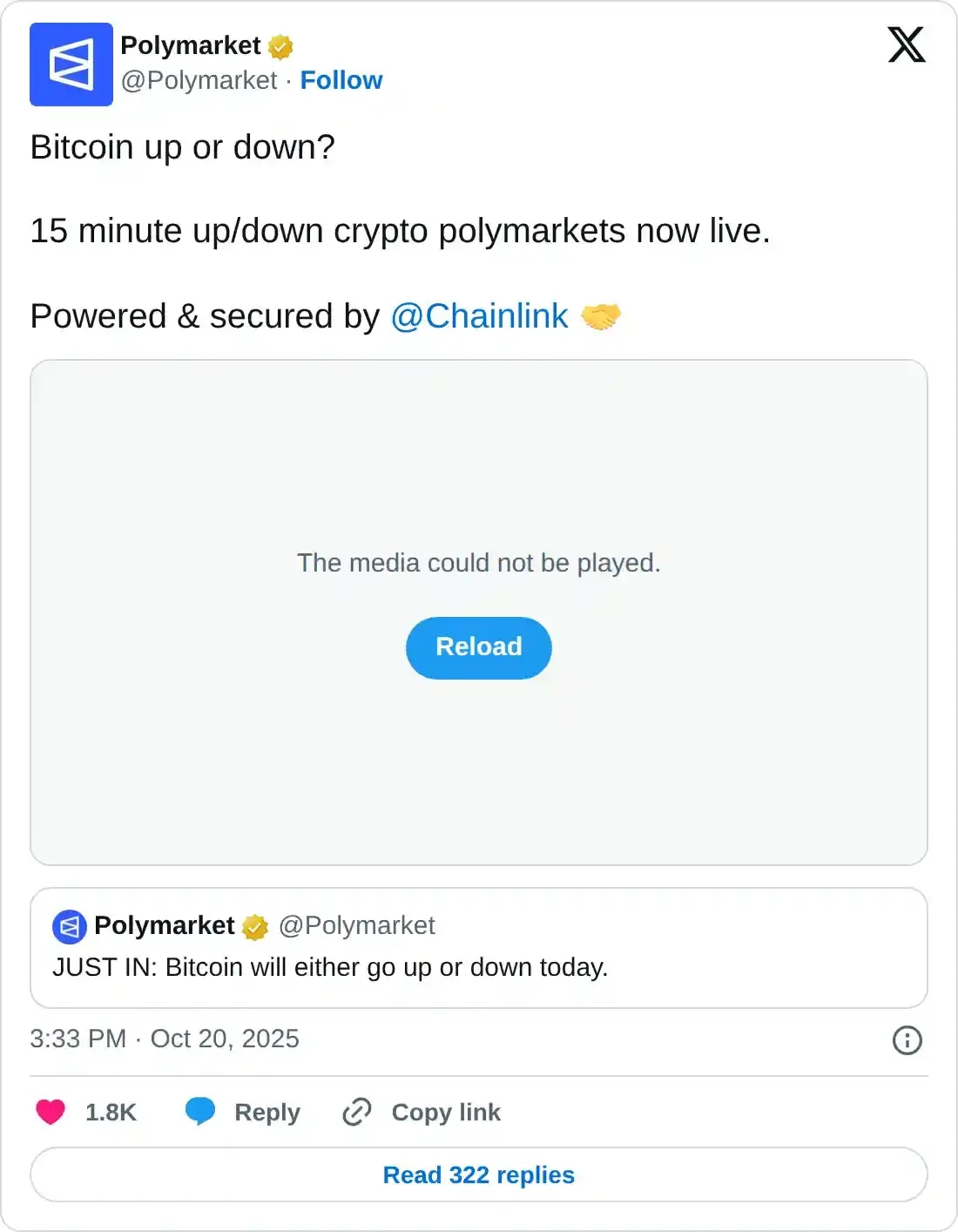 https://twitter.com/Polymarket/status/1980296306200555911