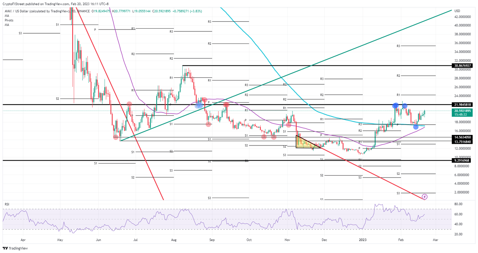 AVAX/USD daily chart