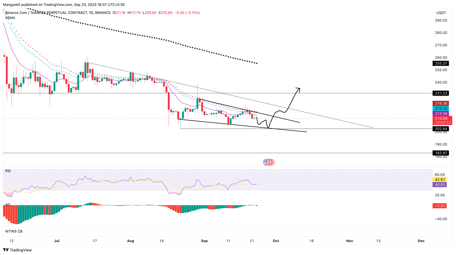 BNB/USDT 1-day chart