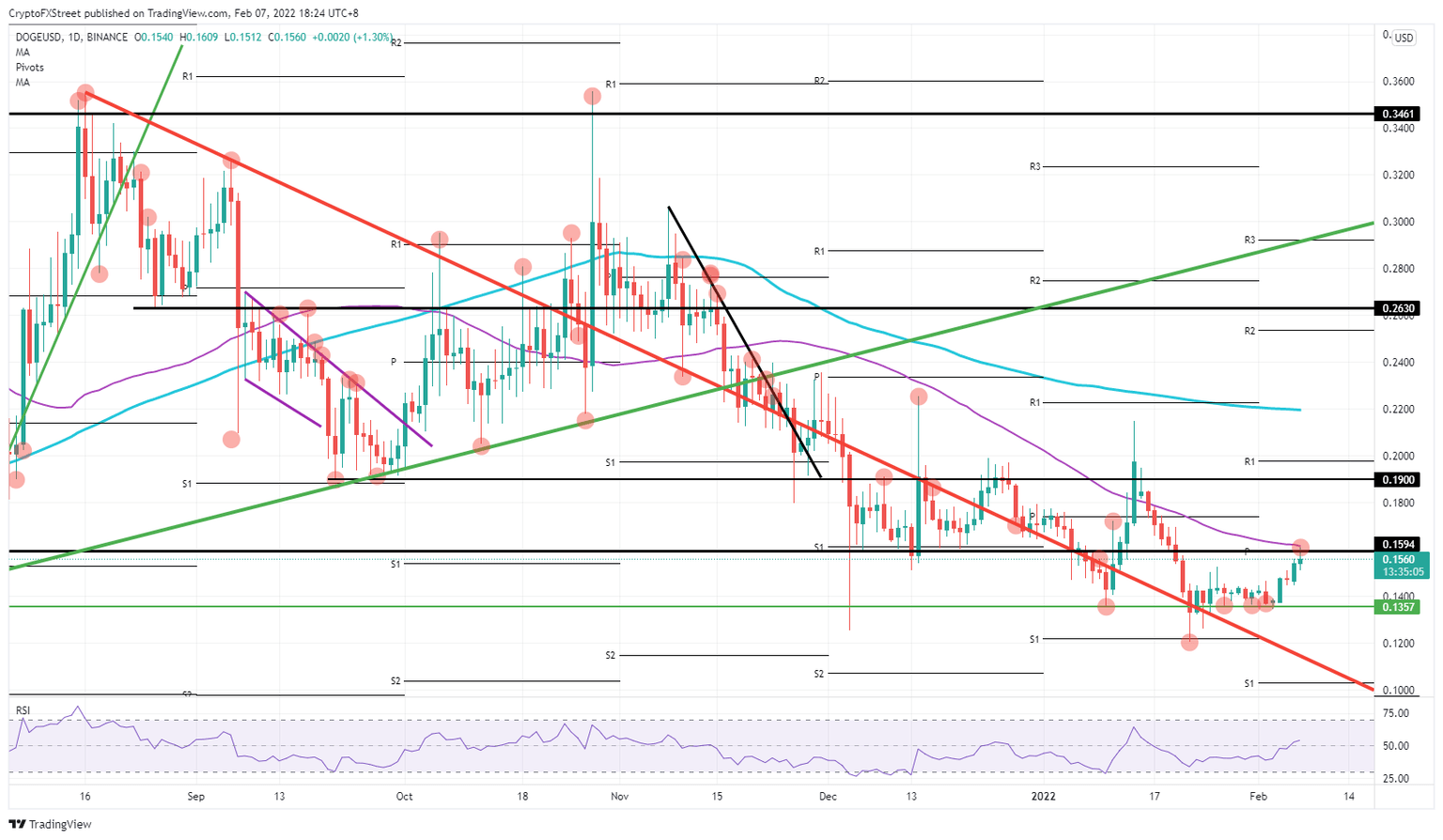 DOGE/USD daily chart