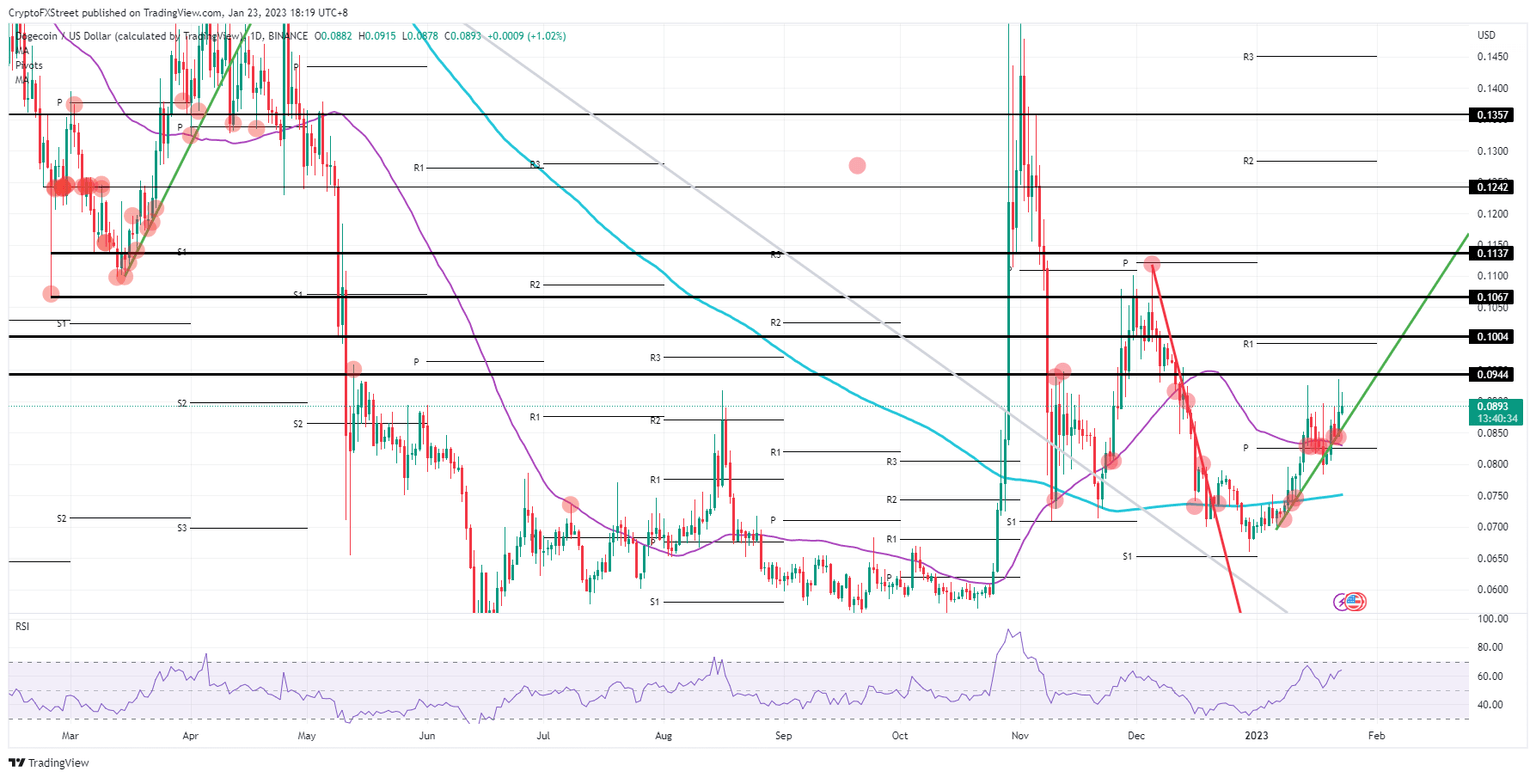 DOGE/USD daily chart
