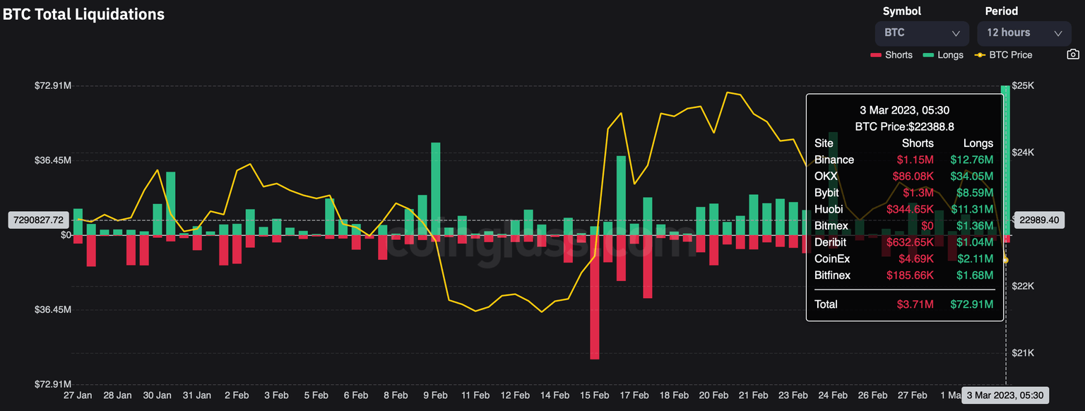 BTC Total Liquidations on March 3