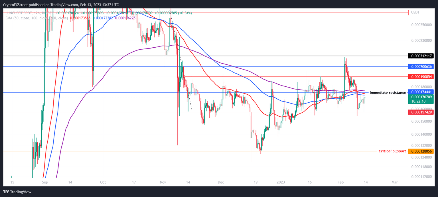 LUNC/USDT 12-hour chart